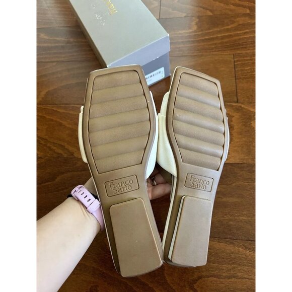 COPY - Franco Sarto White Leather Franco Caris Slides Sandals Leather 9.5 M NEW - Picture 6 of 9